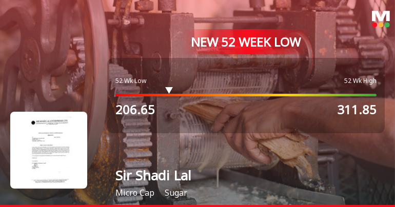 Five Consecutive Losses Push Sir Shadi Lal Enterprises Ltd to a New 52-Week Low
