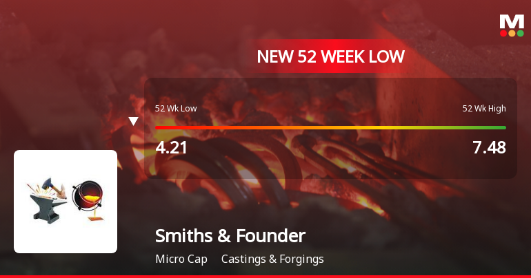 Smiths & Founders Falls to 52-Week Low of Rs 3.8 as Sell-Off Deepens