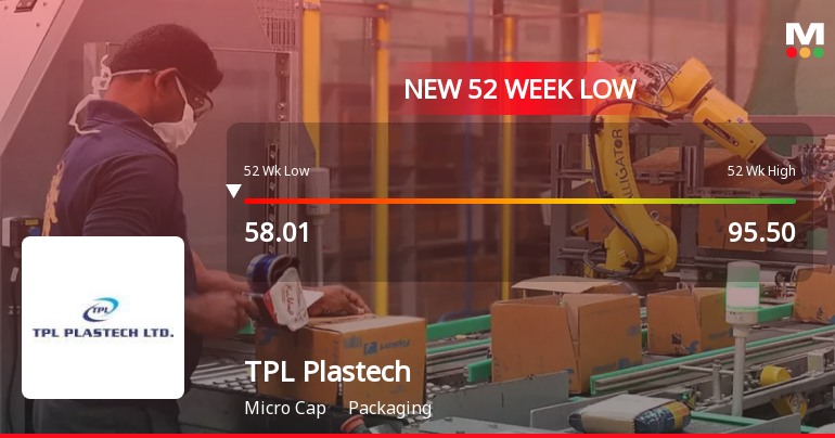 TPL Plastech Ltd Falls to 52-Week Low of Rs 56.29 as Sell-Off Deepens
