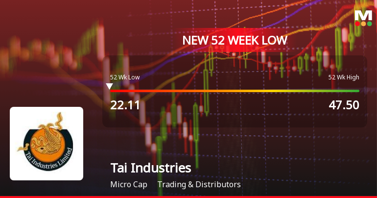 Tai Industries Ltd Falls to 52-Week Low of Rs 22 as Sell-Off Deepens