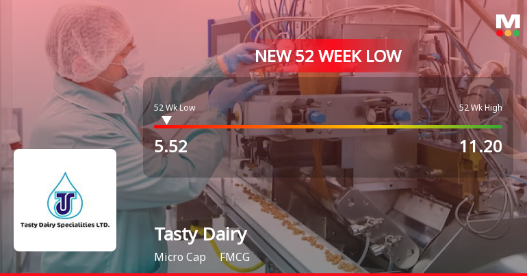 Tasty Dairy Specialities Ltd Stock Falls to 52-Week Low of Rs.5.52