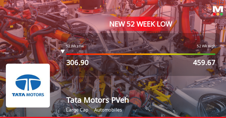 Tata Motors Passenger Vehicles Ltd Falls to 52-Week Low of Rs 301.1 as Sell-Off Deepens