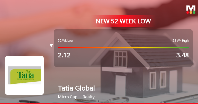 Tatia Global Venture Ltd Falls to 52-Week Low of Rs 2.04 Amidst Prolonged Downtrend