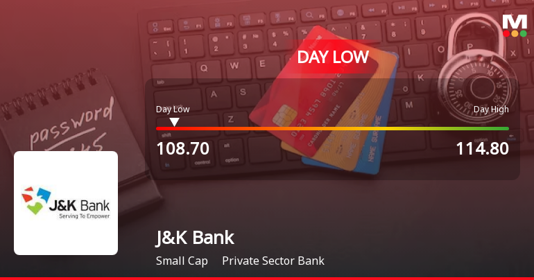 The Jammu & Kashmir Bank Ltd. Hits Intraday Low Amid Price Pressure