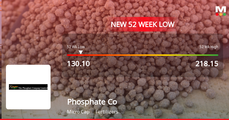 The Phosphate Company Ltd Falls to 52-Week Low of Rs 125 as Sell-Off Deepens