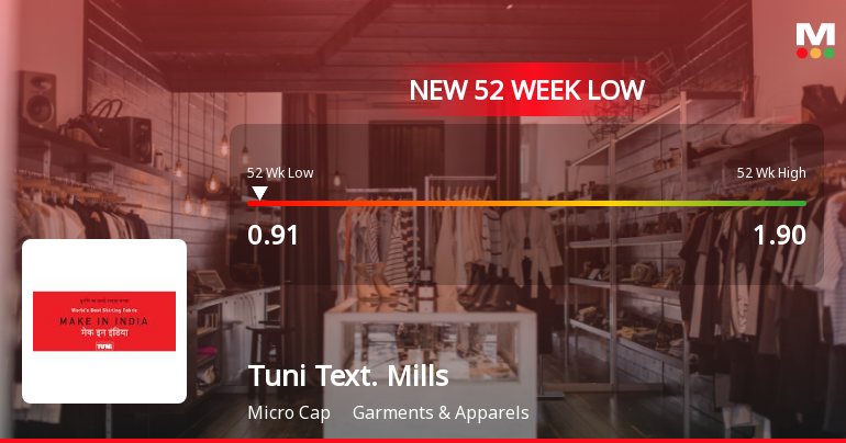 Tuni Textile Mills Ltd Falls to 52-Week Low Amidst Market Pressures