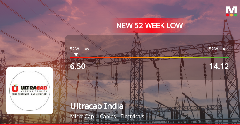 Ultracab (India) Ltd Stock Falls to 52-Week Low of Rs.6.5