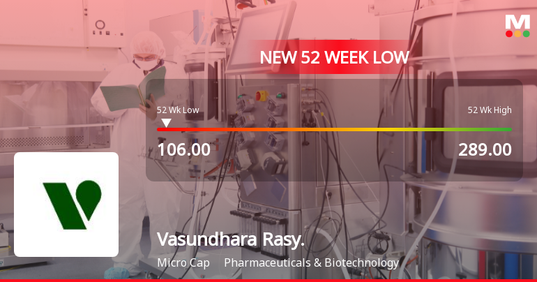 Vasundhara Rasayans Ltd Stock Falls to 52-Week Low of Rs.106