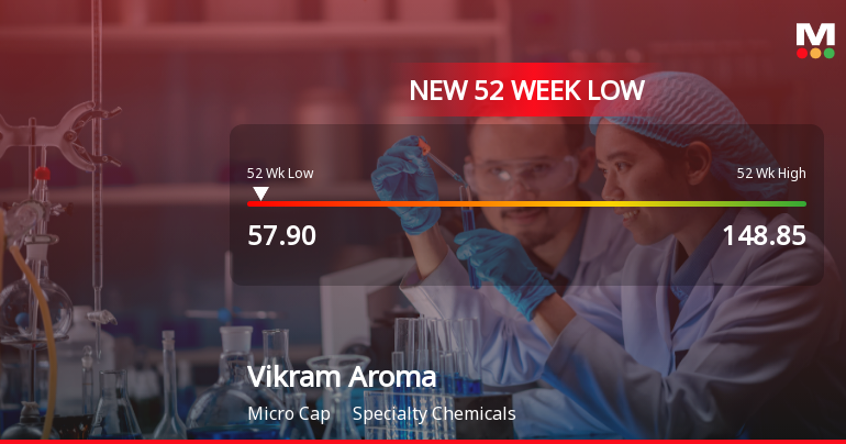 Vikram Aroma Ltd Falls to 52-Week Low of Rs 53.11 as Sell-Off Deepens