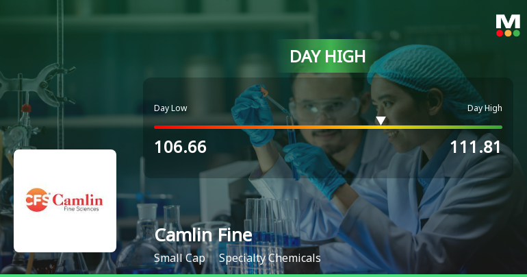 Camlin Fine Sciences Ltd Surges 7.31% to Day's High of Rs 111.81 — Outperforms Sector by 3.85 Percentage Points