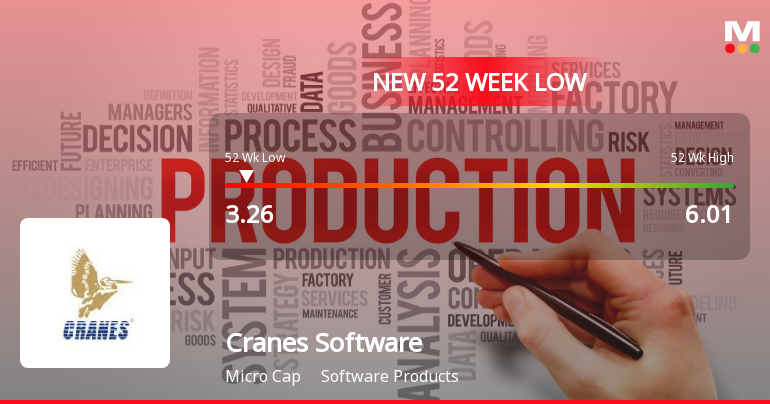 Cranes Software International Ltd Falls to 52-Week Low of Rs 3.21 as Sell-Off Deepens
