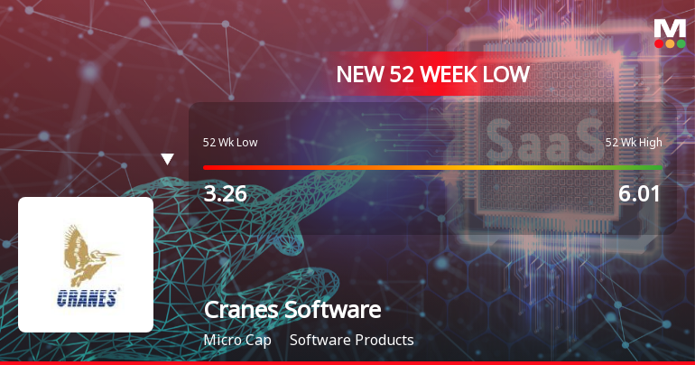 Cranes Software Falls to 52-Week Low of Rs 3.06 as Sell-Off Deepens