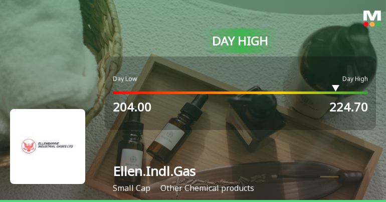 Ellenbarrie Industrial Gases Ltd Surges 7.91% to Day's High of Rs 223.8 — Outperforms Sector by 7.77 Percentage Points