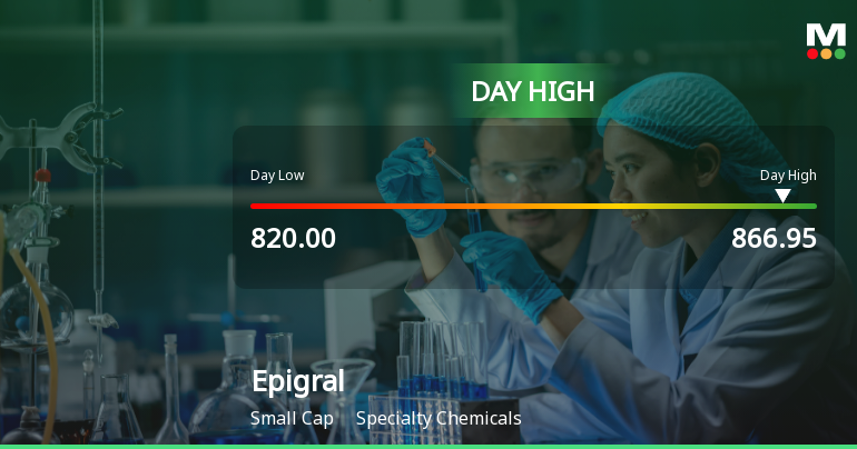 Epigral Ltd Surges 7.09% to Day's High of Rs 866.2 — Outperforms Specialty Chemicals Sector by 2.36 Percentage Points