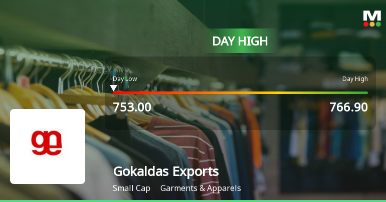 Gokaldas Exports Ltd Surges 7.13% to Day's High of Rs 770.7 — Outperforms Sector by 5.51 Percentage Points