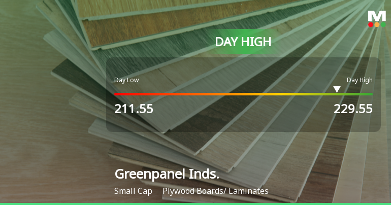 Greenpanel Industries Ltd Surges 8.61% to Day's High of Rs 229.55 — Outperforms Sector by 5.57 Percentage Points