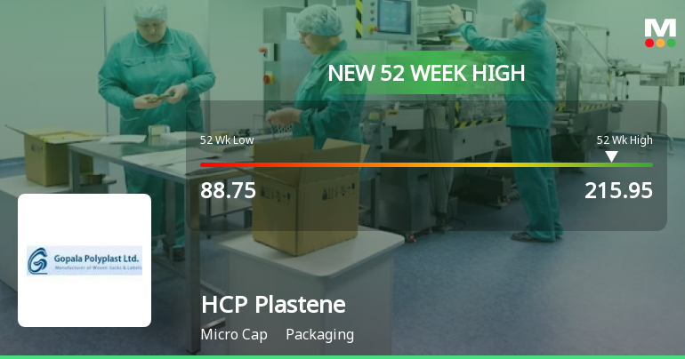 Broad-Based Technical Strength Lifts HCP Plastene Bulkpack Ltd to 52-Week High of Rs 217.7
