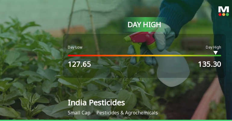 India Pesticides Ltd Surges 7.79% to Day's High of Rs 134.5 — Outperforms Sector by 4.14 Percentage Points