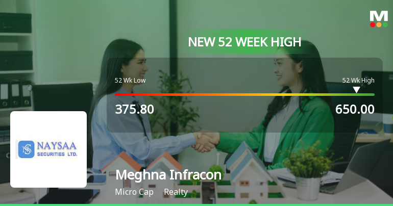 Broad-Based Technical Strength Lifts Meghna Infracon Infrastructure Ltd to 52-Week High of Rs 655