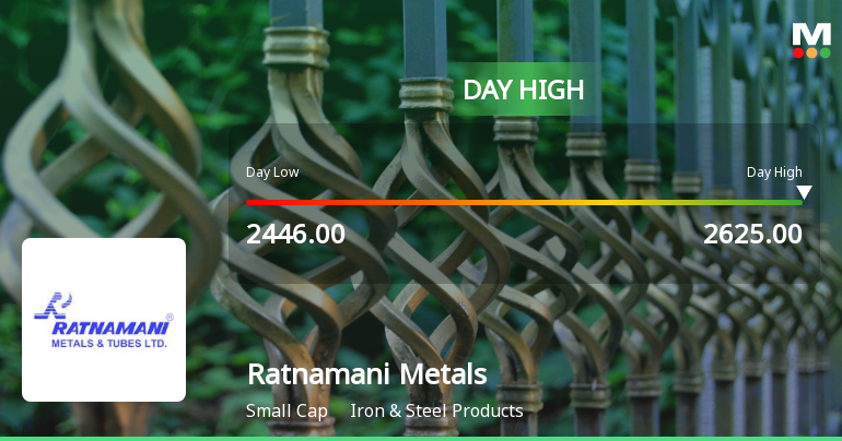 Ratnamani Metals & Tubes Ltd Surges 7.32% to Day's High of Rs 2625 — Outperforms Sector by 7.5 Percentage Points