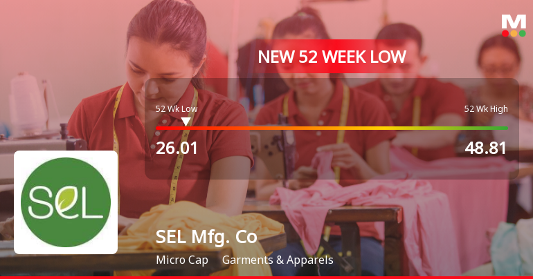SEL Manufacturing Company Ltd Falls to 52-Week Low of Rs 25.65 as Sell-Off Deepens