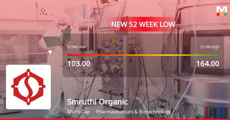 Smruthi Organics Ltd Falls to 52-Week Low of Rs 95 as Sell-Off Deepens