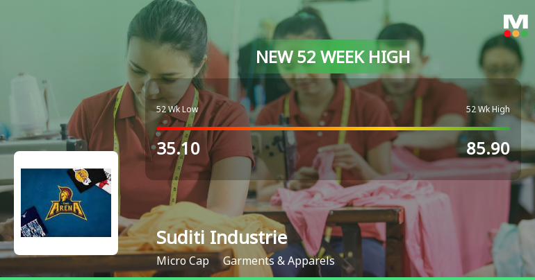 Broad-Based Technical Strength Lifts Suditi Industries Ltd to 52-Week High of Rs 90.3