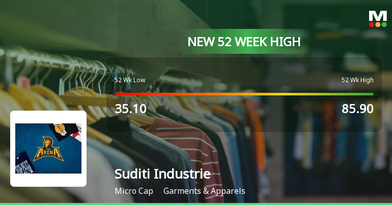 Broad-Based Technical Strength Lifts Suditi Industries Ltd to 52-Week High of Rs 97.9