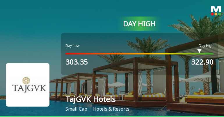 TajGVK Hotels & Resorts Ltd Surges 7.4% to Day's High of Rs 317.7 — Outperforms Sector by 2.33 Percentage Points