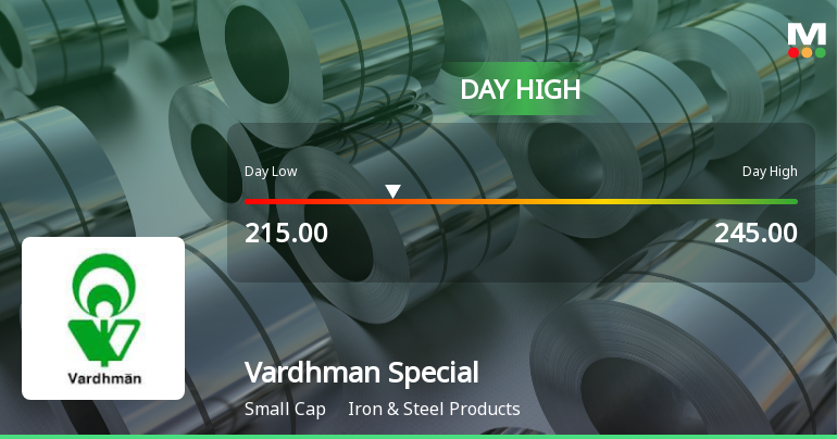 Vardhman Special Steels Ltd Surges 8.42% to Day's High of Rs 245 — Outperforms Sector by 5.18 Percentage Points