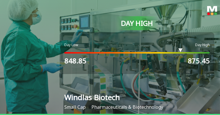 Windlas Biotech Ltd Surges 7.09% to Day's High of Rs 875.45 — Outperforms Sector by 5.15 Percentage Points
