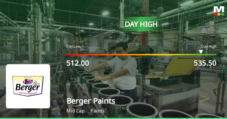 Berger Paints India Ltd Surges 5.21% to Day's High of Rs 535.5 — Outperforms Sector by 3.19 Percentage Points