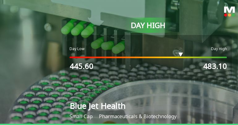 Blue Jet Healthcare Ltd Surges 7.29% to Day's High of Rs 476 — Outperforms Sector by 5.88 Percentage Points