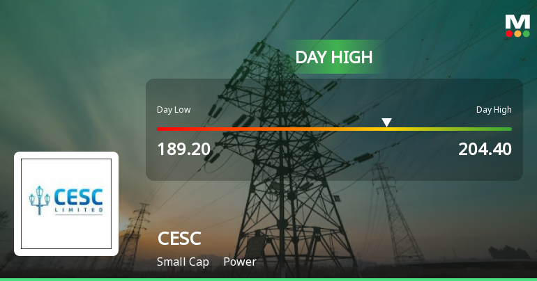 CESC Ltd Surges 8.27% to Day's High of Rs 197.25 — Outperforms Power Sector by 2.95 Percentage Points