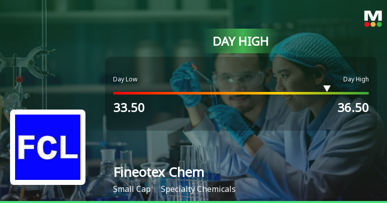 Fineotex Chemical Ltd Surges 8.12% to Day's High of Rs 36.5 — Outperforms Sector by 8.45 Percentage Points
