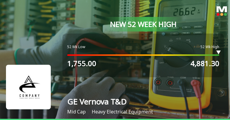 Broad-Based Technical Strength Lifts GE Vernova T&D India Ltd to 52-Week High of Rs 4881.3