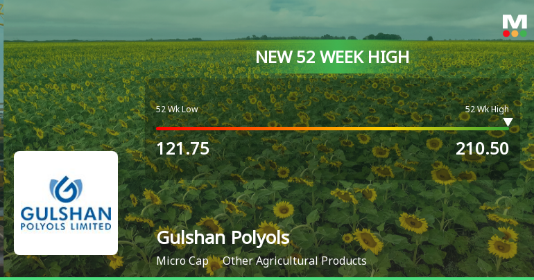 Broad-Based Technical Strength Lifts Gulshan Polyols Ltd to 52-Week High of Rs 210.5