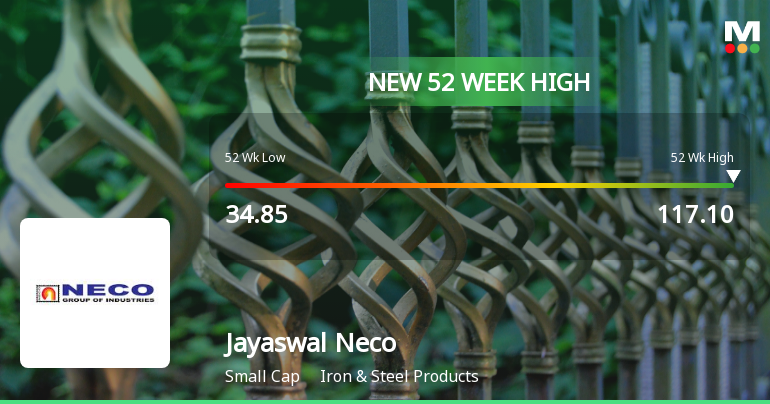 Broad-Based Technical Strength Lifts Jayaswal Neco Industries Ltd to 52-Week High of Rs 117.1