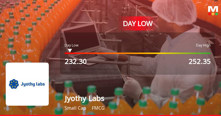 Jyothy Labs Ltd. Hits Intraday Low Amid Price Pressure on 11 May 2026