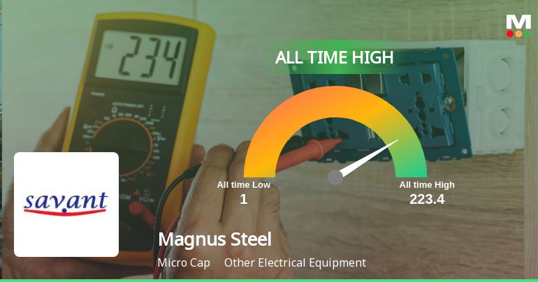 Magnus Steel & Infra Ltd Hits All-Time High of Rs 223.40 as Momentum Builds Across Timeframes