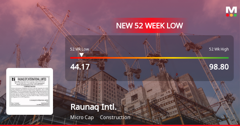 Raunaq International Ltd Falls to 52-Week Low of Rs 44.17 as Sell-Off Deepens
