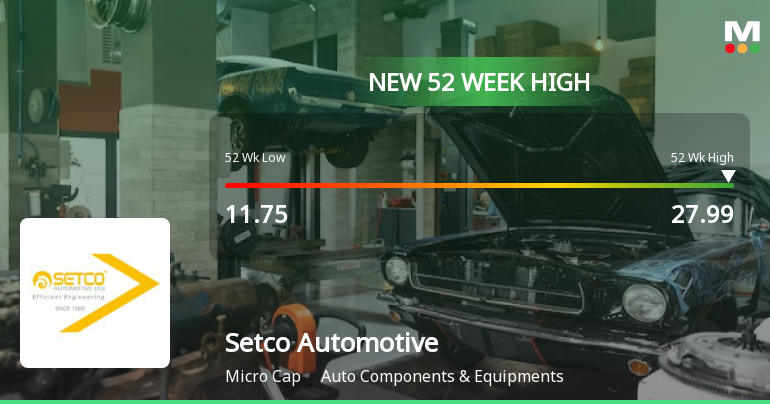 Broad-Based Technical Strength Lifts Setco Automotive Ltd to 52-Week High of Rs 27.99
