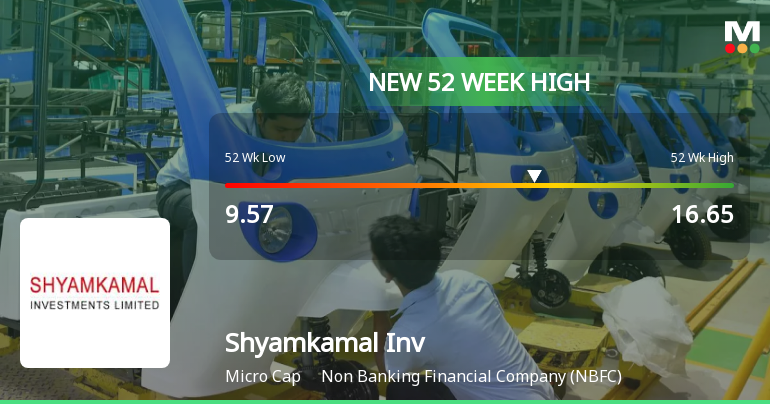 Broad-Based Technical Strength Lifts Shyamkamal Investments Ltd to 52-Week High of Rs 16.65