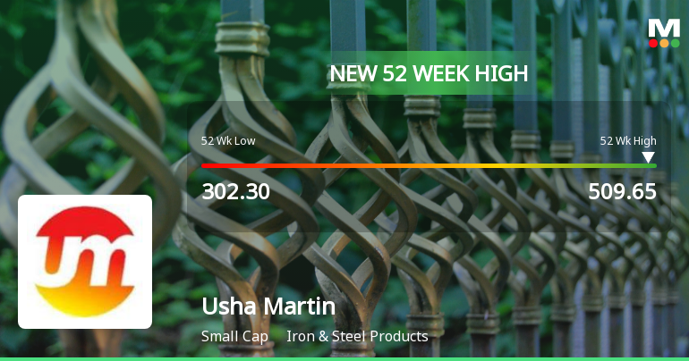 Broad-Based Technical Strength Lifts Usha Martin Ltd to 52-Week High of Rs 509.65
