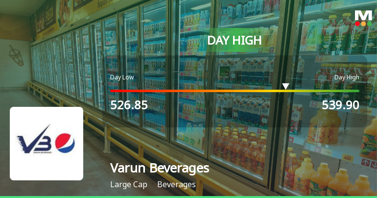 Varun Beverages Ltd Surges 3.18% to Day's High of Rs 539.9 — Outperforms Sector by 1.92 Percentage Points