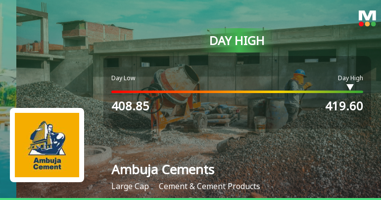 Ambuja Cements Ltd Surges 3.23% to Day's High of Rs 418.65 — Outperforms Sector by 1.15 Percentage Points