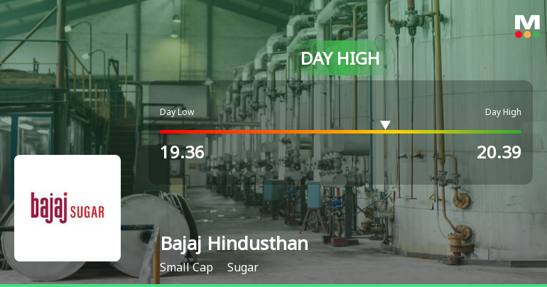 Bajaj Hindusthan Sugar Ltd Surges 7.17% to Day's High of Rs 20.39 — Outperforms Sector by 3 Percentage Points