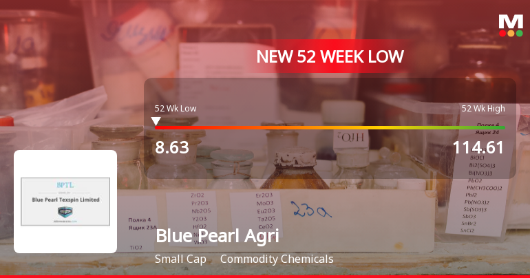 Blue Pearl Agriventures Ltd Falls to 52-Week Low of Rs 8.63 as Sell-Off Deepens