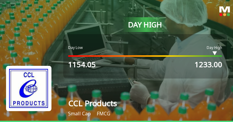 CCL Products Rallies 7.25% to New 52-Week High, Outperforming FMCG Sector by Nearly 4 Percentage Points