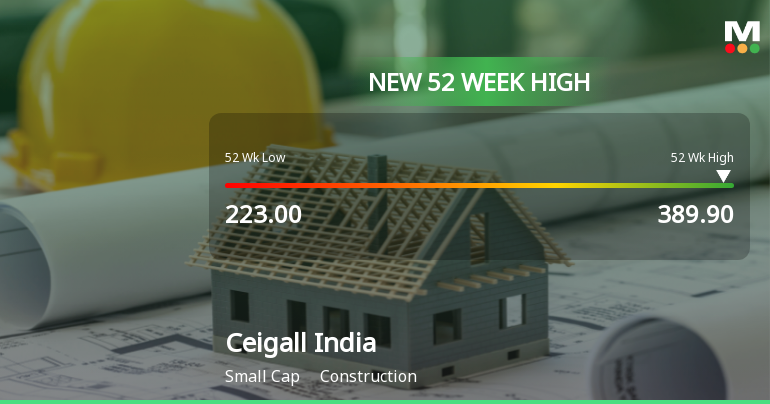 Broad-Based Technical Strength Lifts Ceigall India Ltd to 52-Week High of Rs 389.9